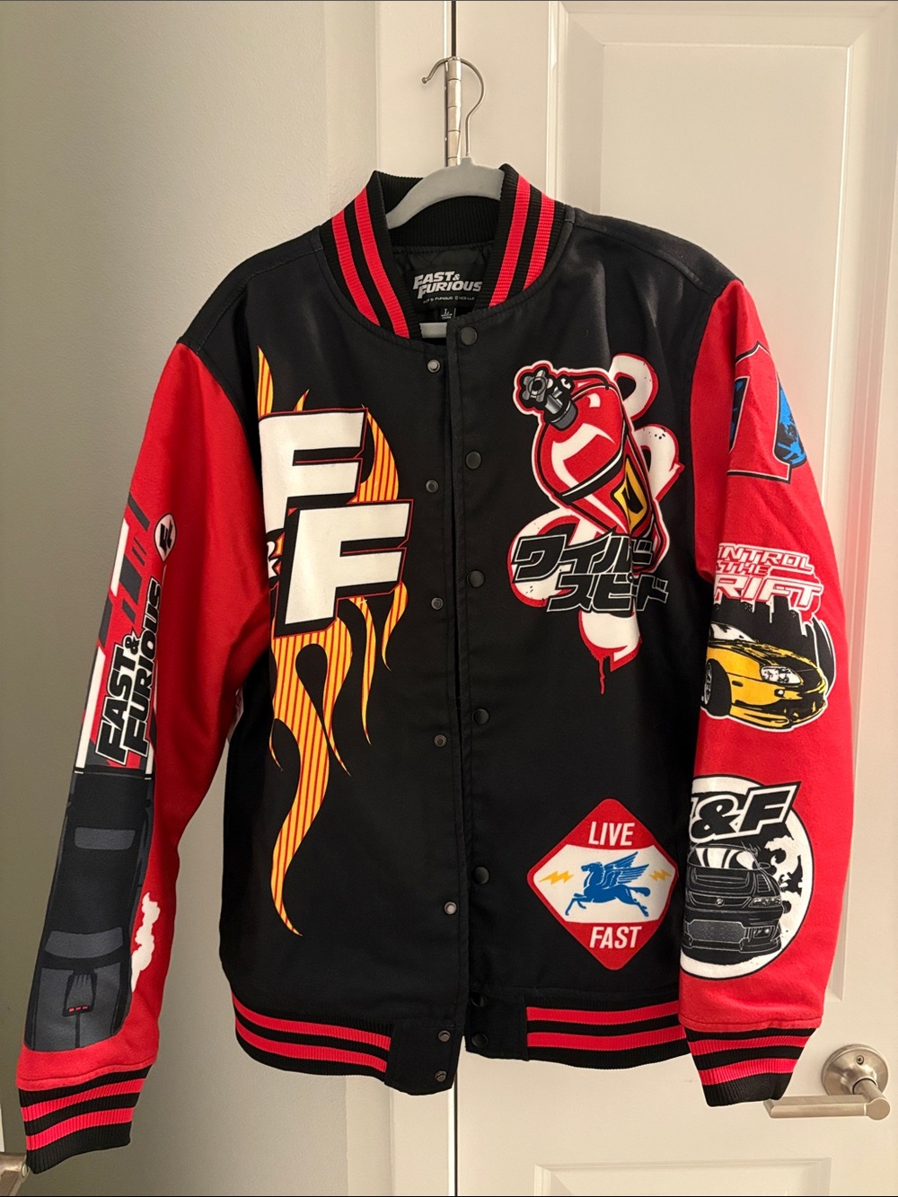 Universal Studios Fast & Furious Black and Red Varsity Jacket, BNWT